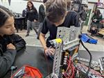 Students working on robotics